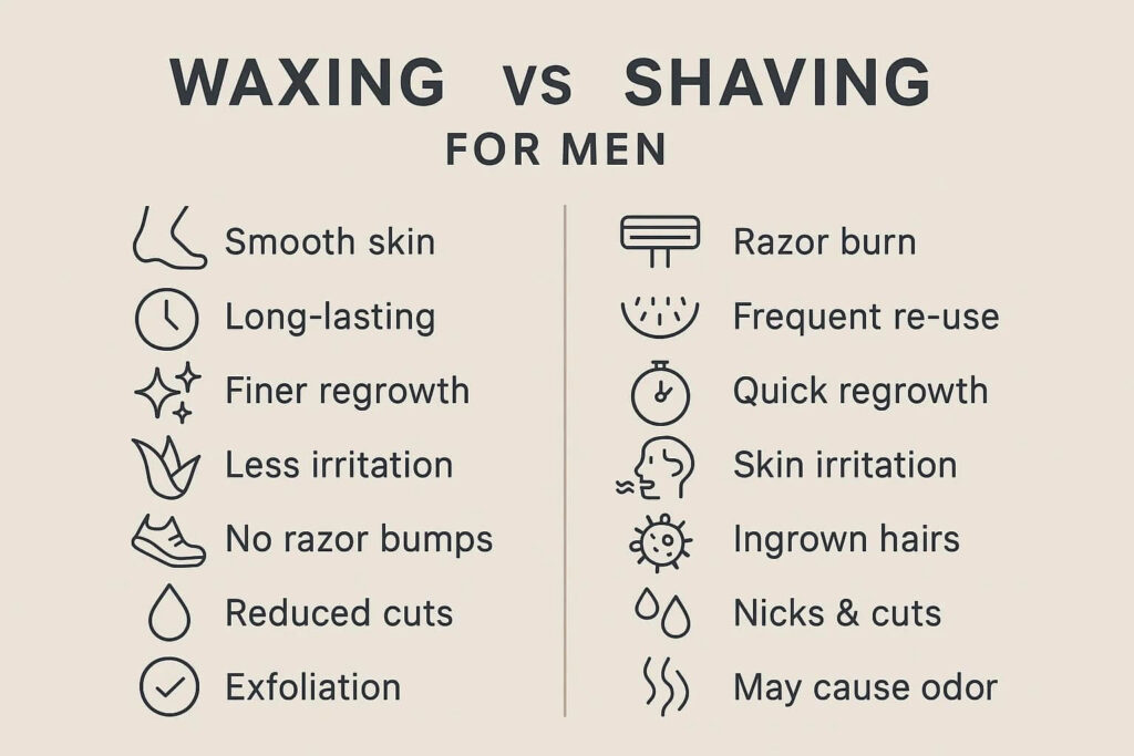 Comparing waxing vs. shaving results for men: smoothness, regrowth time, and skin benefits